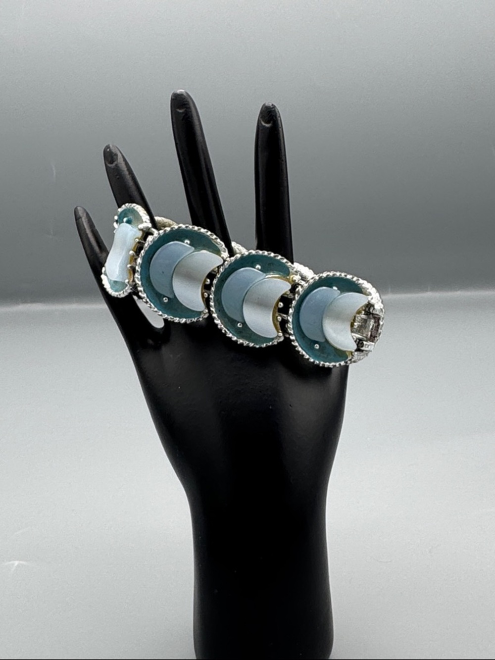 Blue and White Crescent Link Bracelet - Women Jewelry